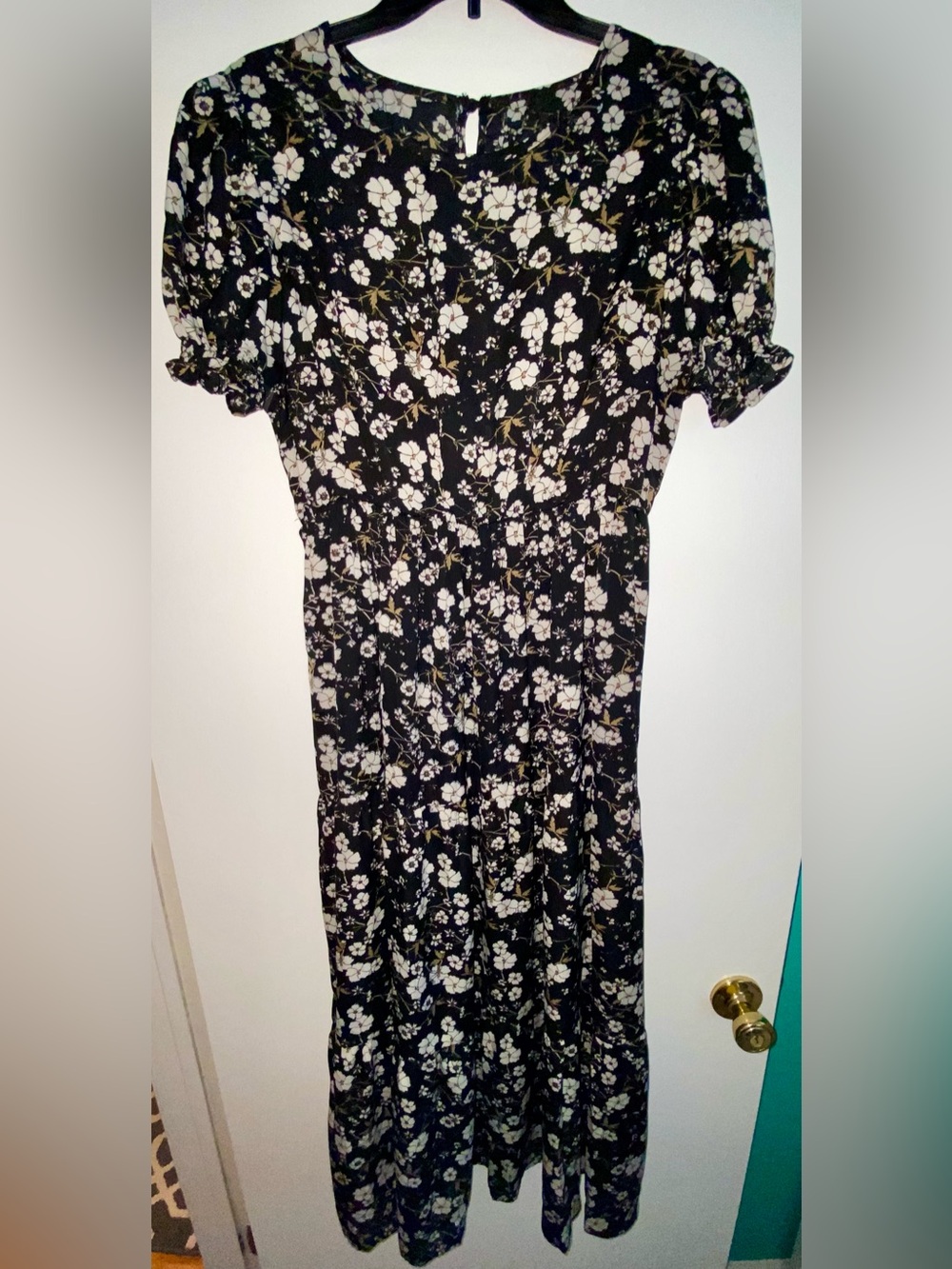 SHEIN Black Floral Maxi Dress with White Blossoms